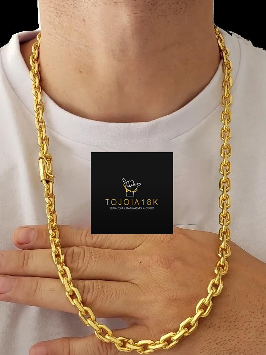 Miniatura Cordão Cadeado 8Mm + Pingente Estrela De Davi Banhado A Ouro