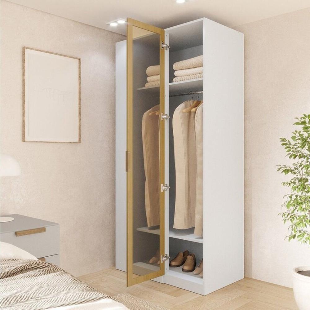 Miniatura Guarda Roupa Linear 1 Porta Reflecta Jade Cabecasa Madeiramadeira Branco Fosco