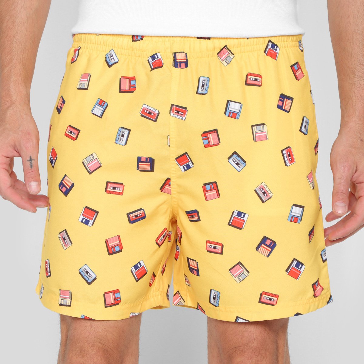 Miniatura Bermuda Curta Enfim Masculina Amarelo+Vermelho - G