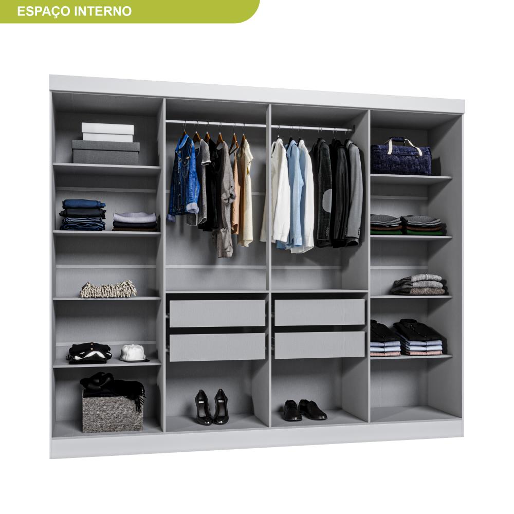 Miniatura Guarda Roupa Casal 8 Portas 4 Gavetas Paris Espresso Móveis Branco