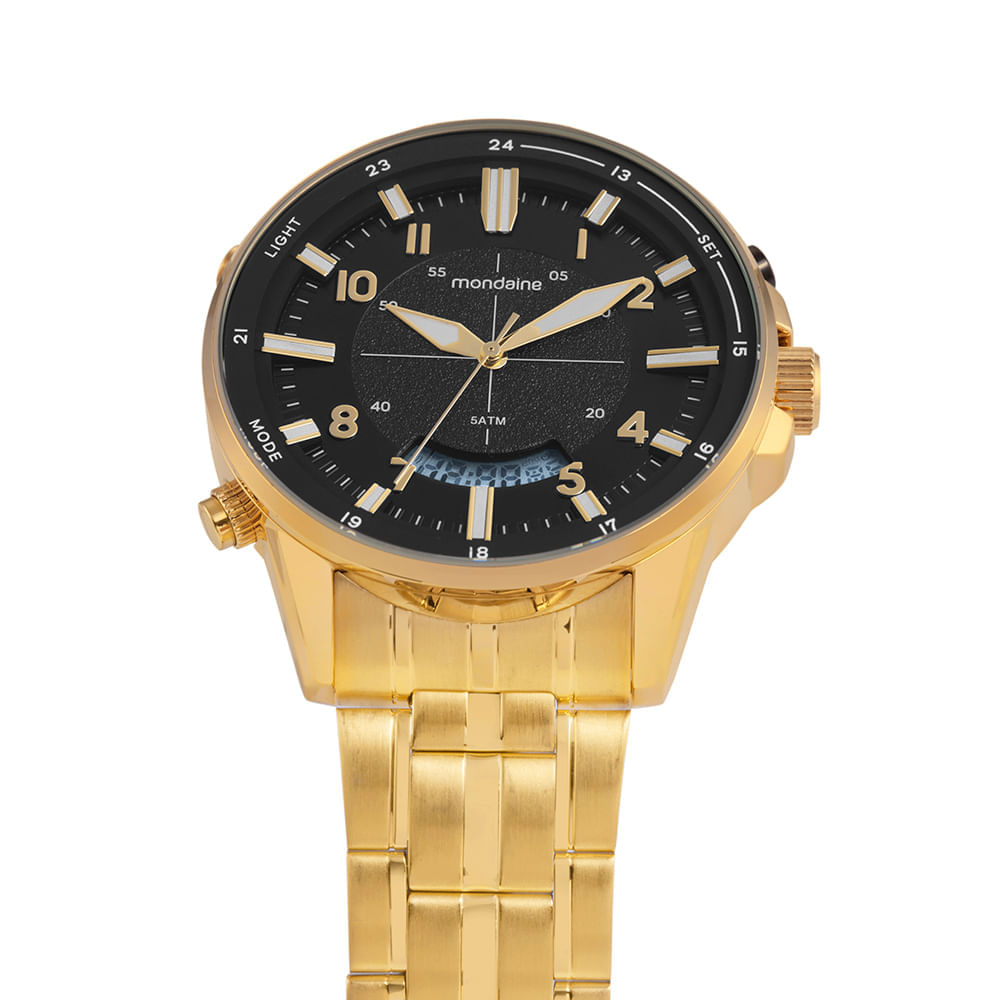 Miniatura Relógio Masculino Anadigi Dourado