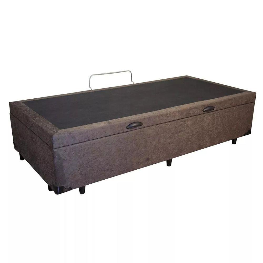 Miniatura Cama Box Baú Solteiro King Design Suede Marrom 88x188x41