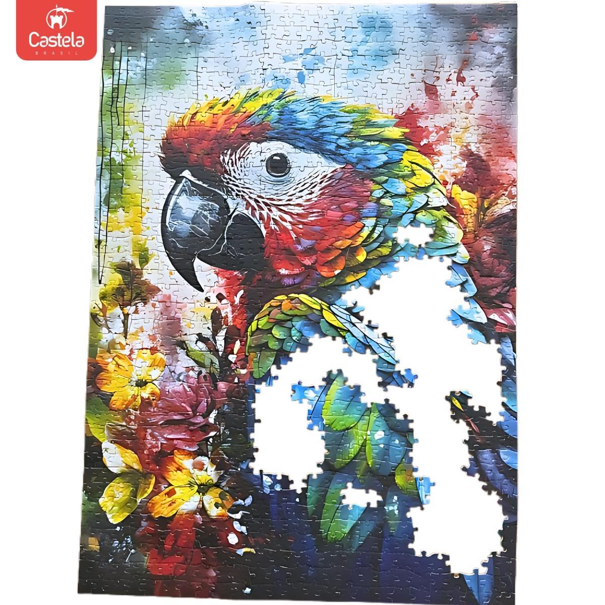 Miniatura Quebra-Cabeça De 1000 Peças Papagaio Colorido Animal Castela
