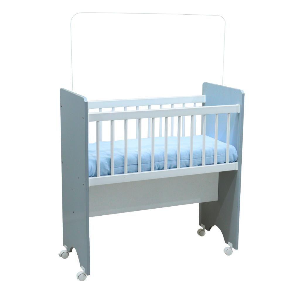 Miniatura Mini Berço Portátil Moisés Varias Cores Com Colchão E Rodinhas Com Trava - Cinza Cinza