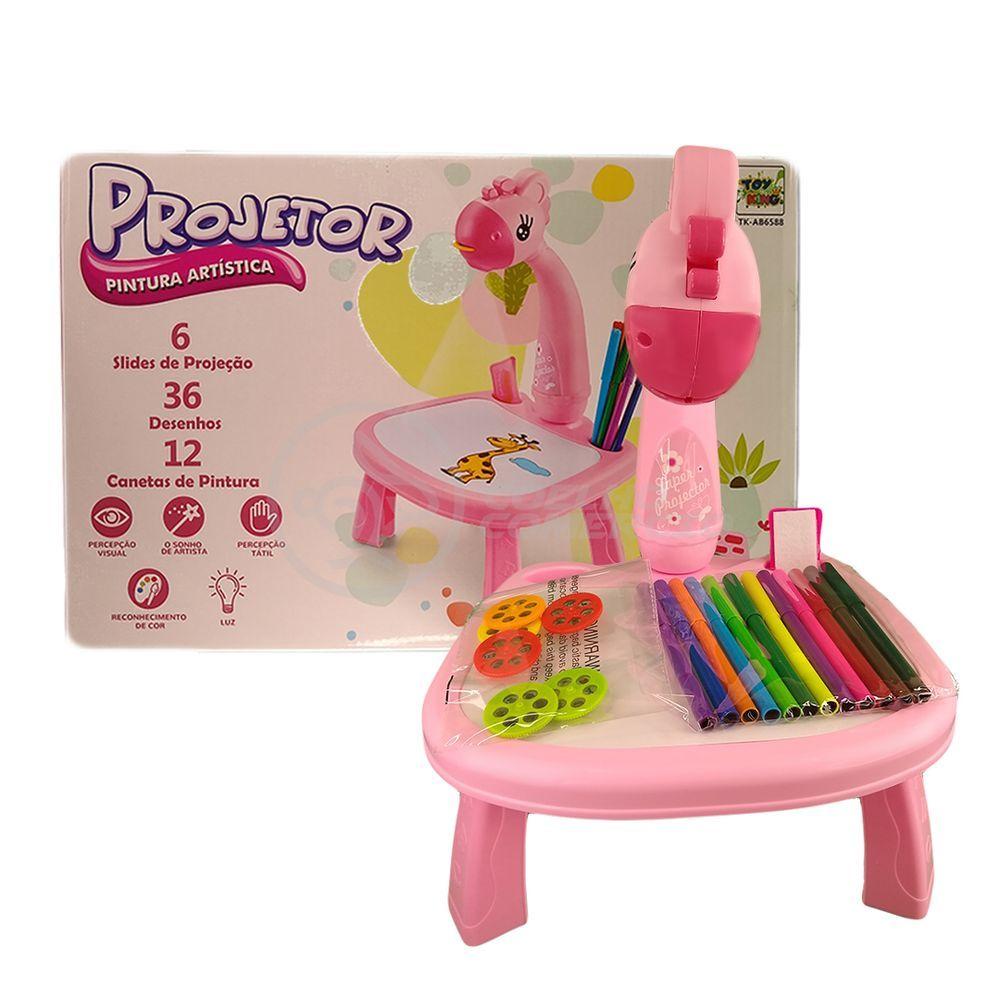 Miniatura Projetor Para Desenho Infantil Mesa Pintura Girafa Rosa