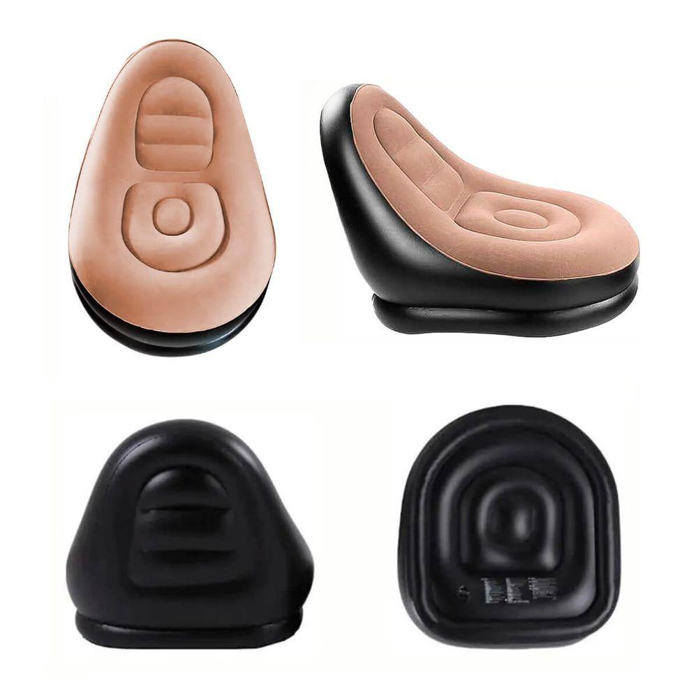 Miniatura Sofá Poltrona Inflável Com Puff E Bomba De Enchimento Marrom