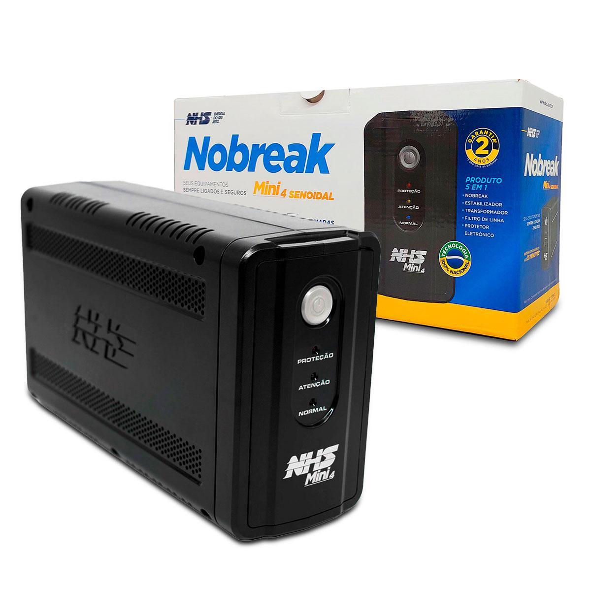 Miniatura Nobreak 600Va Nhs Mini 4 Senoidal, Entrada Bivolt, S/120V,