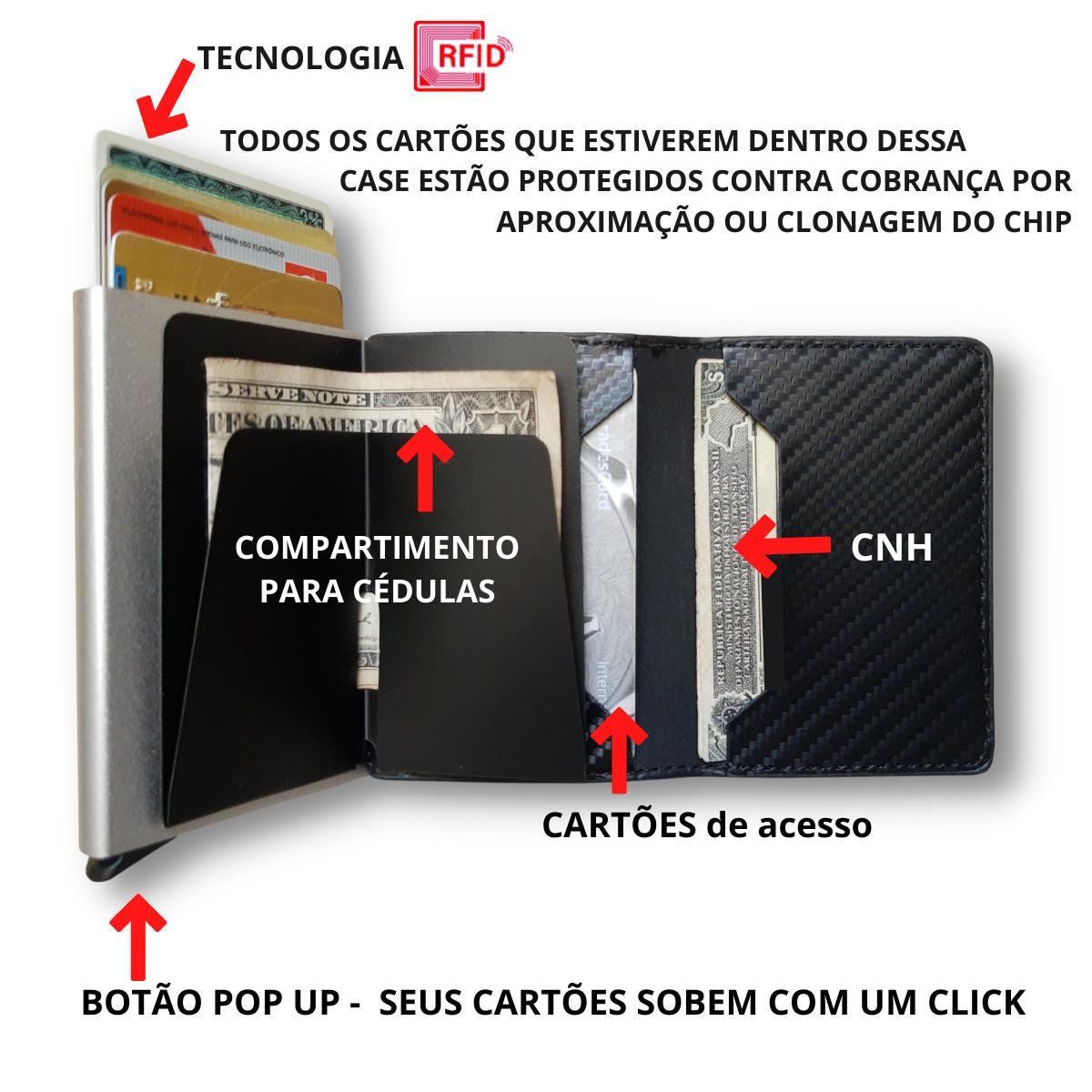 Porta Cartão Rigido Couro Executiva Protect Rfid Lançamento