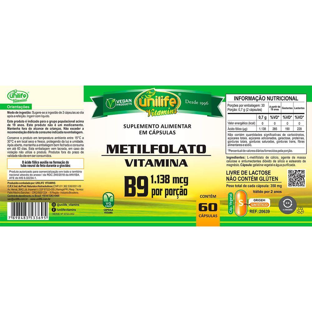 Miniatura Kit 5 Metilfolato Unilife 60 Cápsulas 350mg