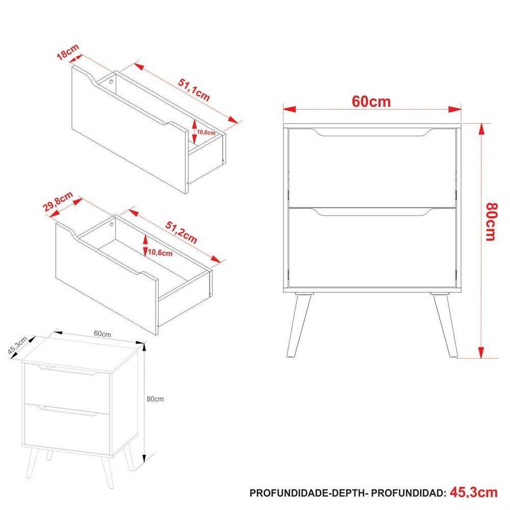 Miniatura Gabinete Banheiro 60cm 2 Gavetas Retrô Multimóveis CR10119 Branco