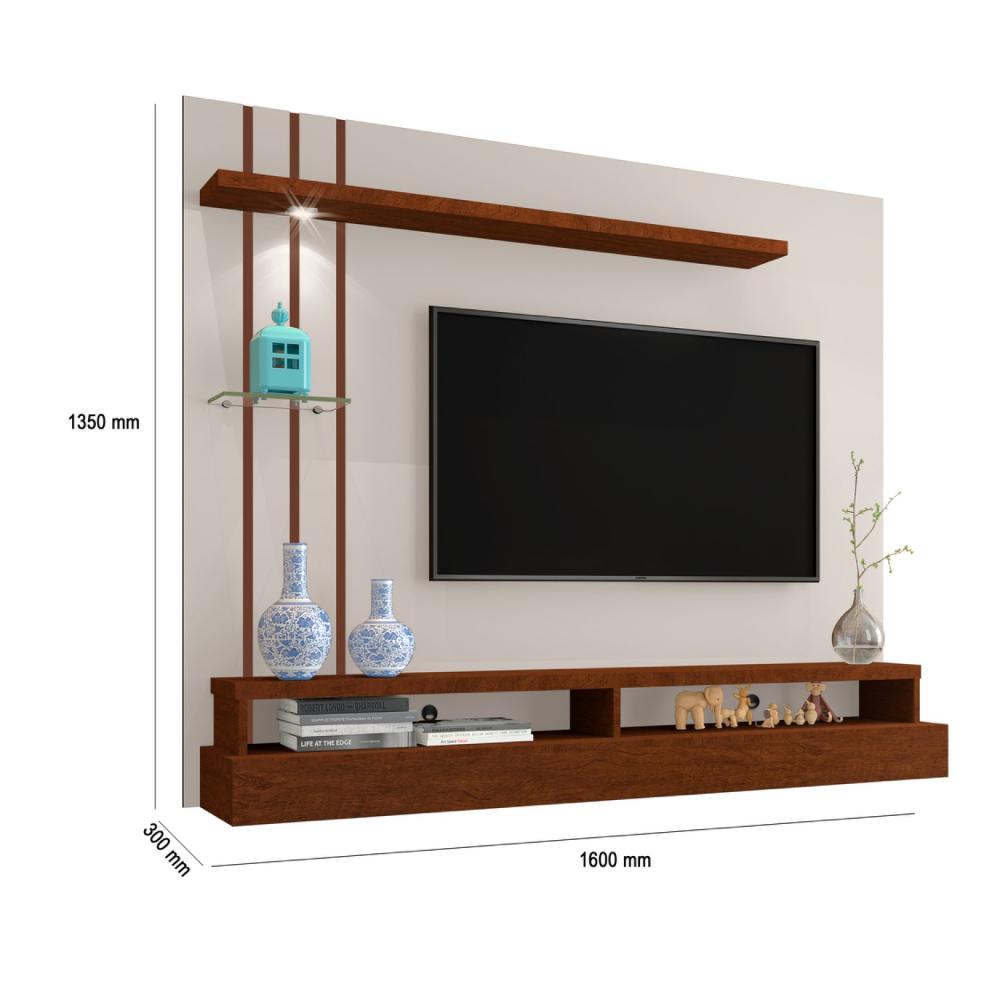 Miniatura Painel TV Eros Carmolar Off White/Canela