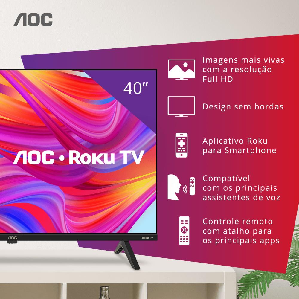 Smart TV AOC 40" Roku TV Full HD 40S5045/78G Bivolt