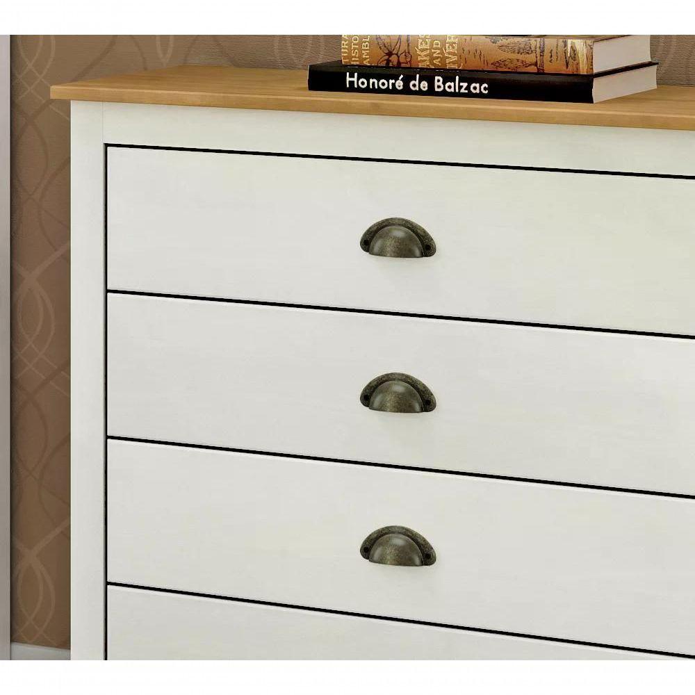 Comoda 04 Gv Corrediças Madeira Maciça 9101 Branco Carvalho