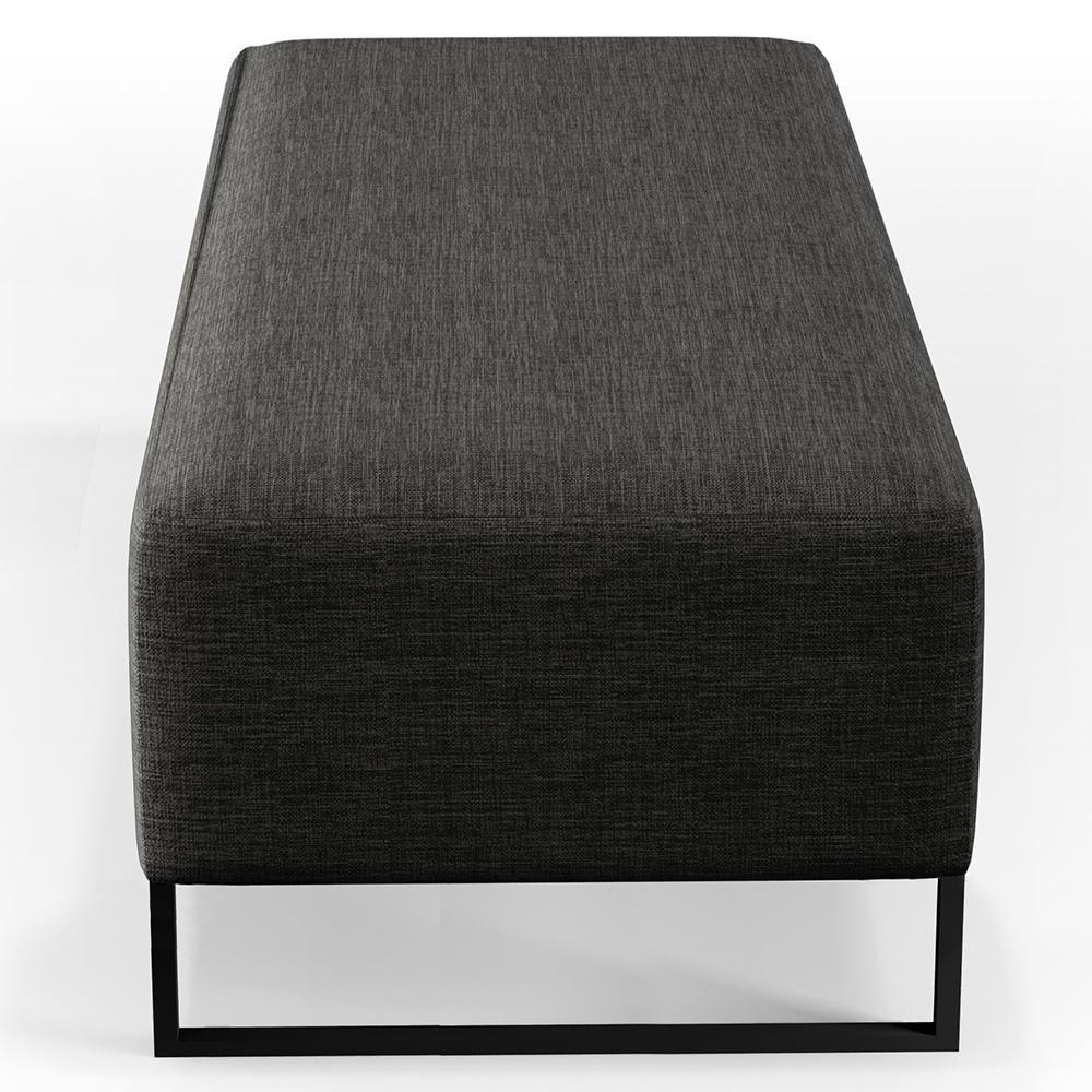 Miniatura Puff Decorativo Sala De Estar Bali W01 Base Ferro 120x50 Cm Linho Cinza Escuro - Lyam Decor