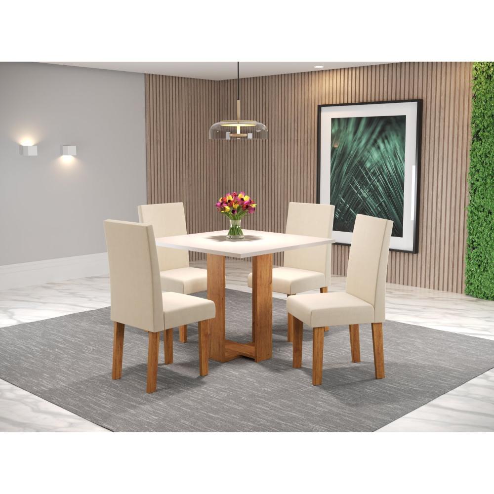 Miniatura Conjunto Sala de Jantar Chiara Quadrada com 4 Cadeiras Vênus Mel/Blonde/Bege