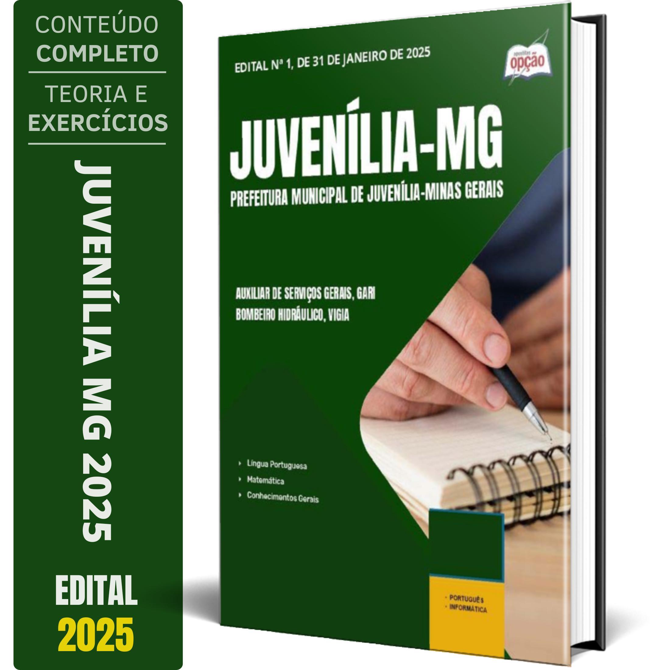Miniatura Apostila Prefeitura Juvenília Mg 2025 Auxiliar Serviços