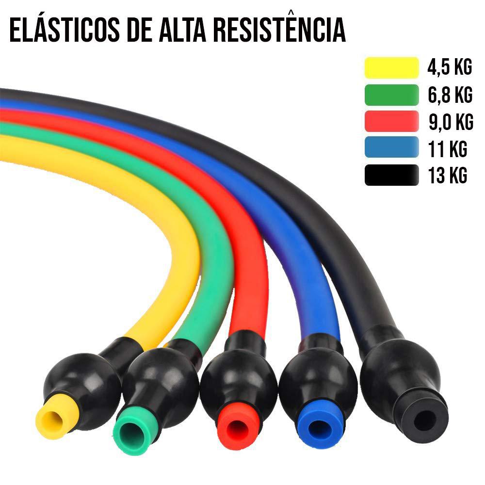 Miniatura Kit Elástico Extensor Tubing Pro 11 Peças Bravus Sport 1,20 - Kit - Média