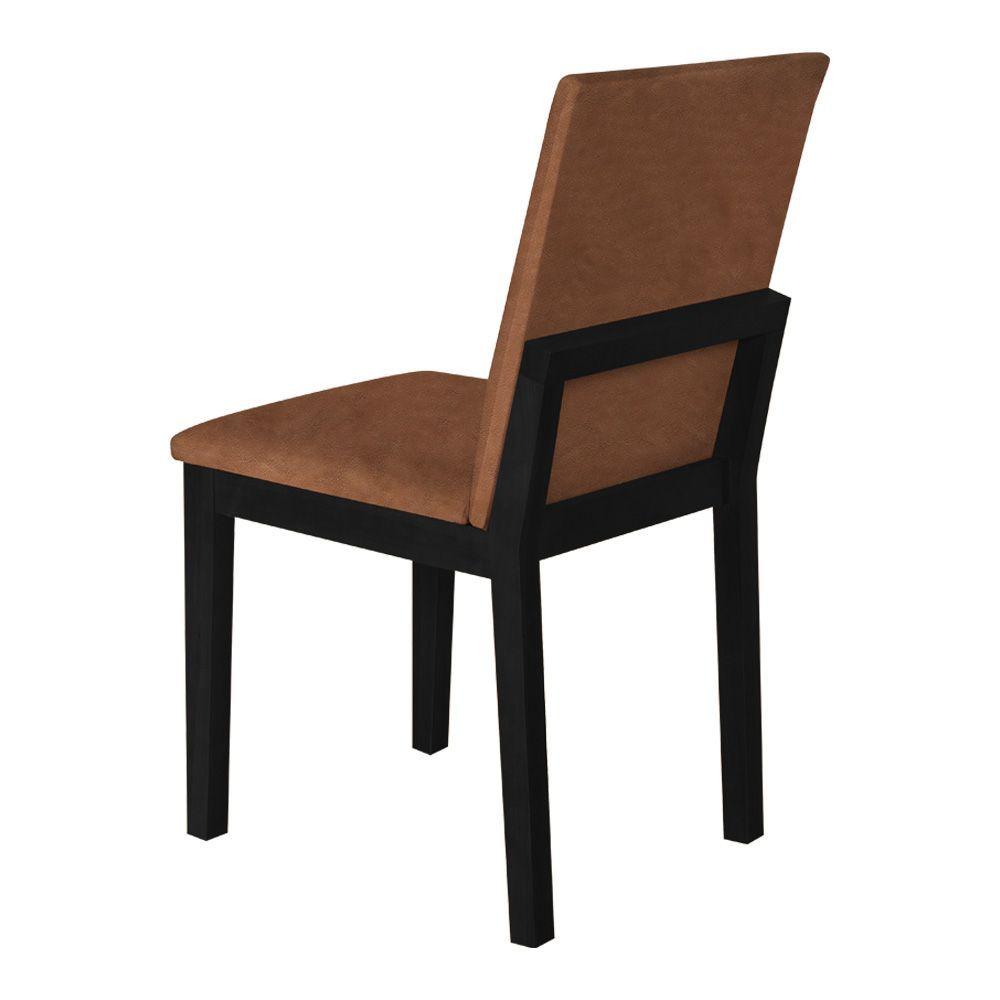 Miniatura Kit 8 Cadeiras De Jantar Pérola Estofado Liso Tecido Sintético Caramelo Base Madeira Maciça Preto
