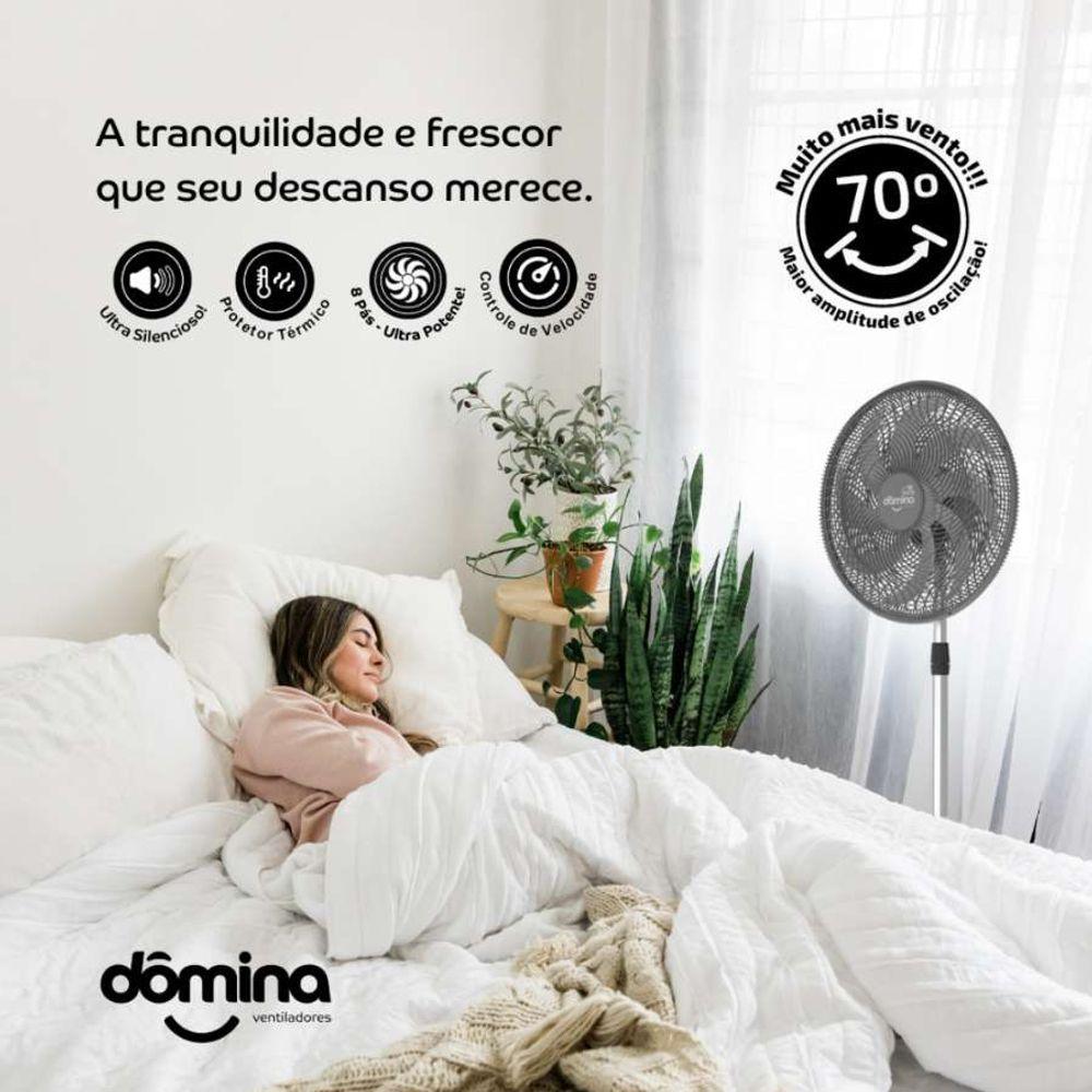 Miniatura Ventilador Pedestal Coluna 60 Cm 8 Hélices Pás Bivolt Oscilante Dômina