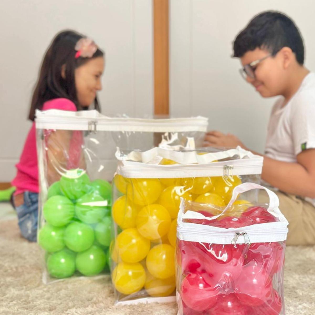 Miniatura Saco Caixa Bolsa Para Organizar Brinquedos Tam M Cor Branco