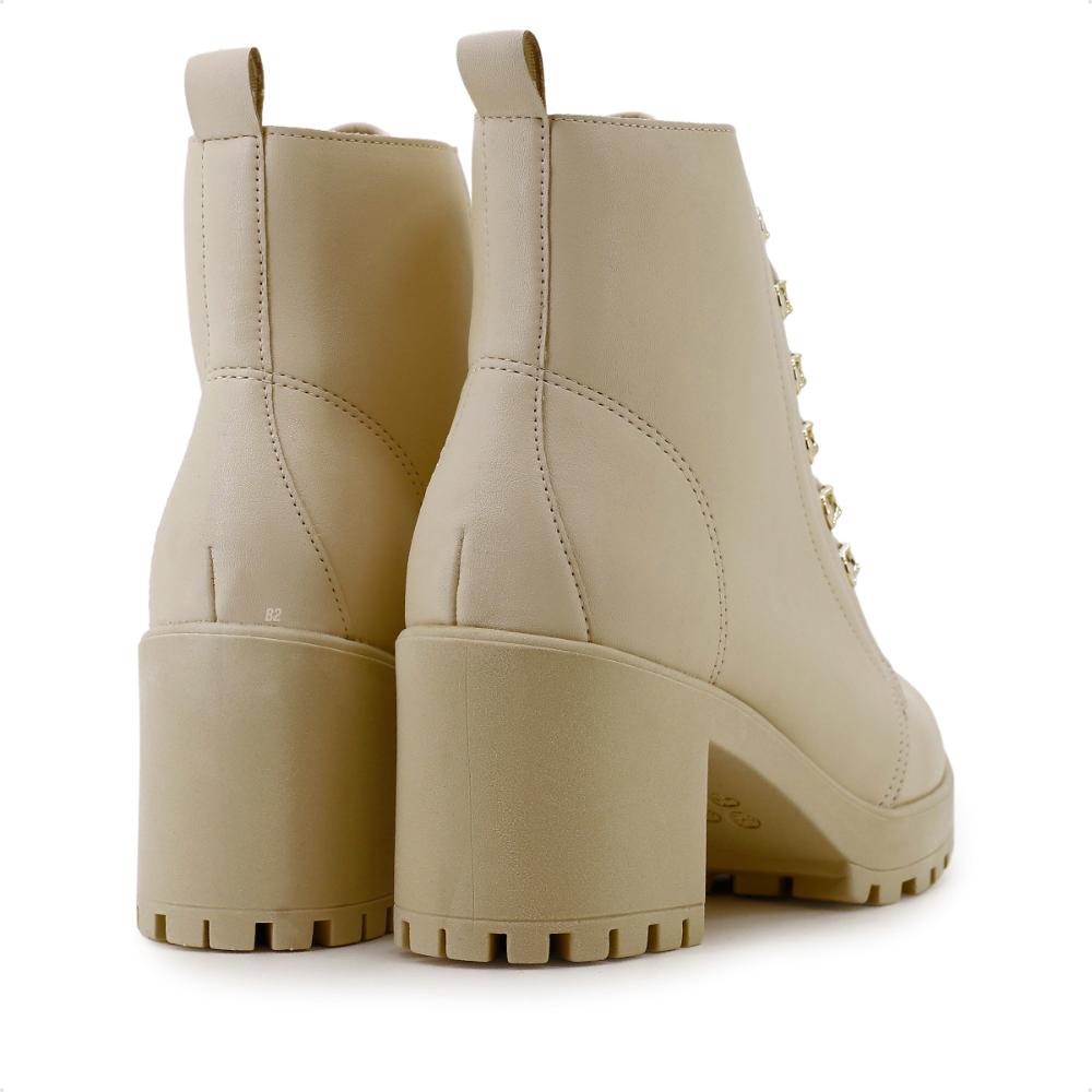 Miniatura Bota Coturno Ramarim Tratorado Cano Médio Feminino Creme - 34