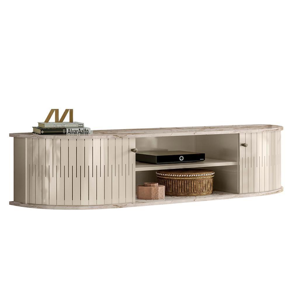 Miniatura Bancada Suspensa 60 Polegadas 2 Portas 136 Cm Modena Madetec Calacata Off White