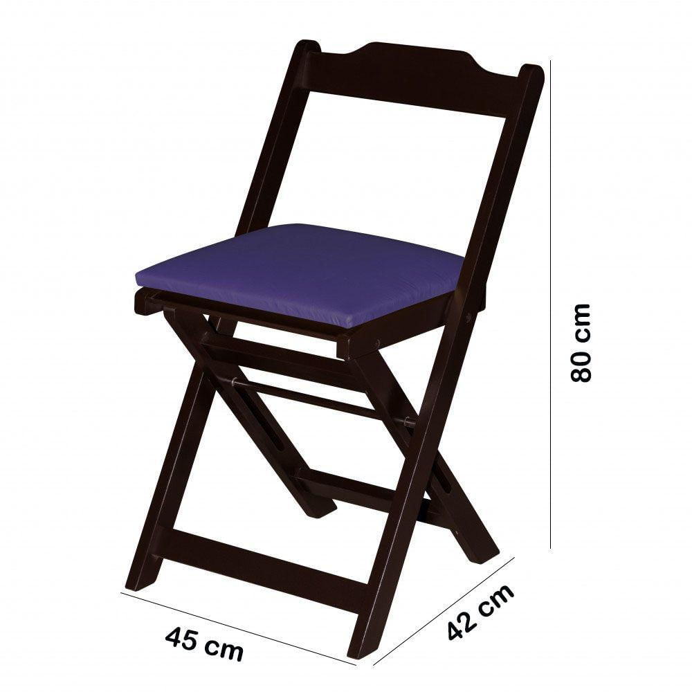 Miniatura Conjunto Com 6 Cadeiras Madeira Maciça Dobrável Cor Açai