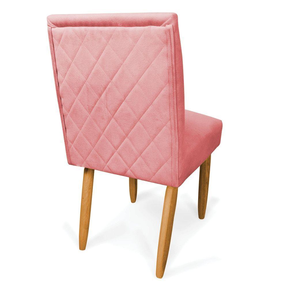 Miniatura Kit 4 Cadeiras De Jantar Carol Suede Pés Palito Castanho - D'rossi Cor Rose