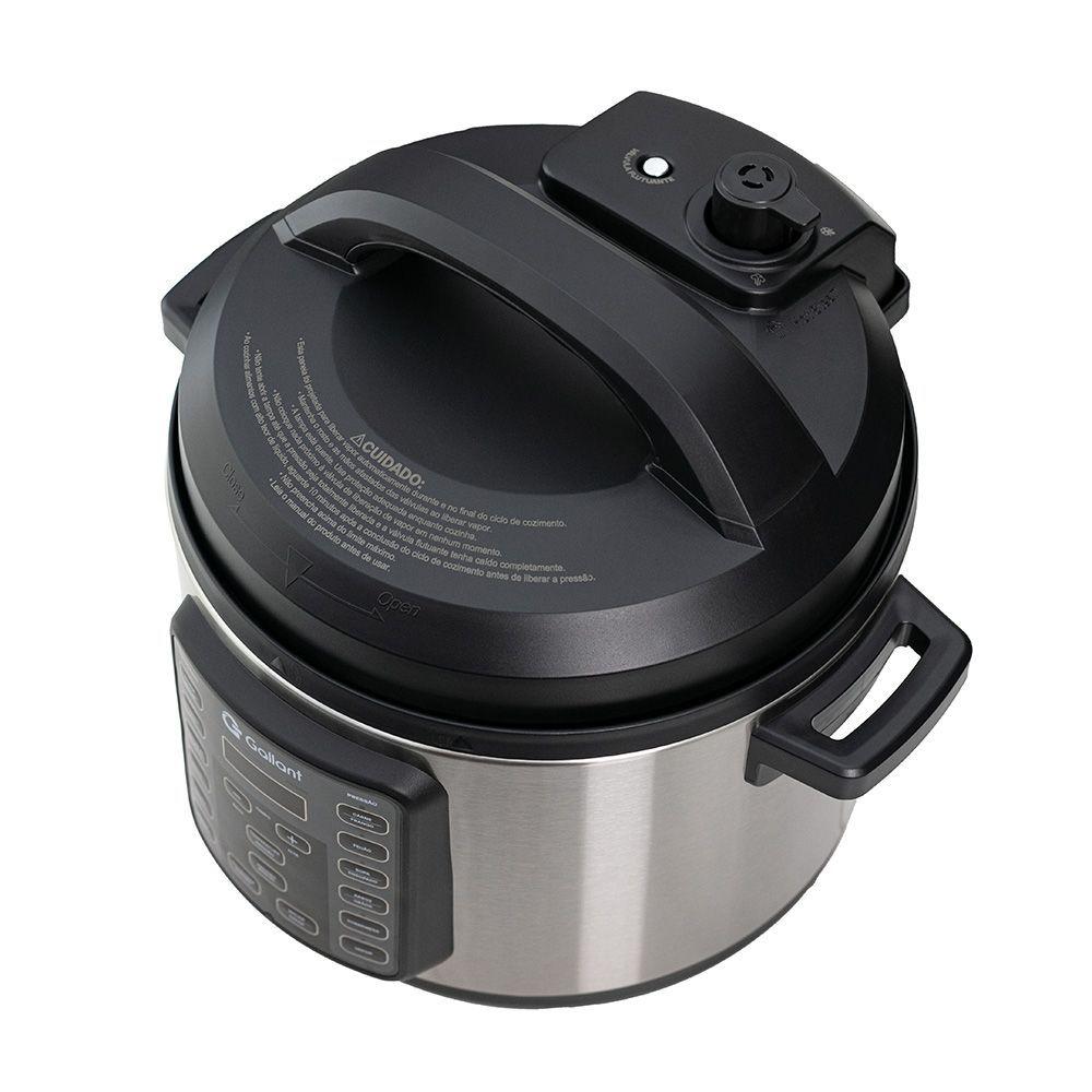 Panela de Pressão Elétrica Digital Gallant 6L GPP06 15 Funções Clique E Pronto Inox 1000W 127V