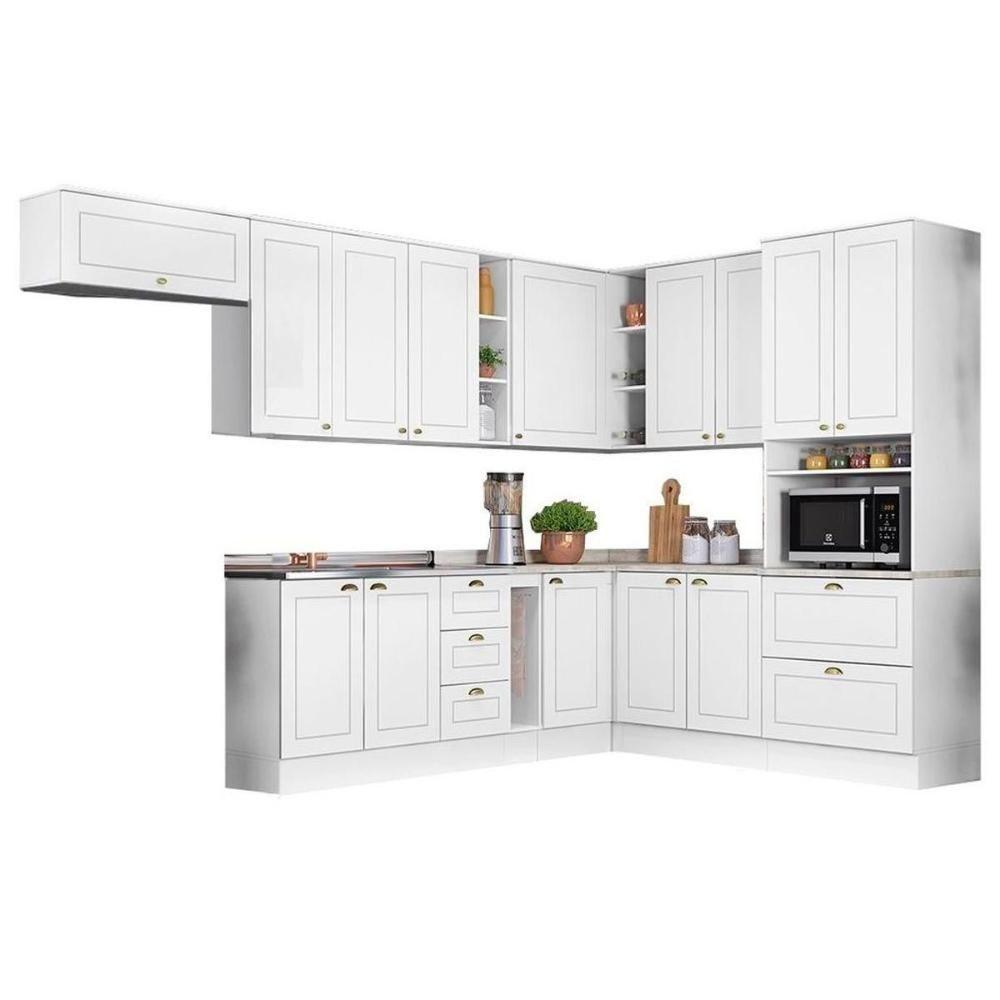 Cozinha Modulada Completa 13pçs Torre Quente 5 Aéreos 3 Balcões Cz268 Branco - Henn