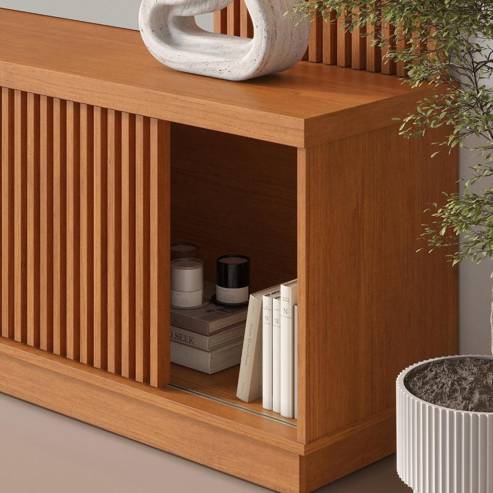 Miniatura Estante Home para Tv de Ate 75 Polegadas 2 Portas 100% Mdf 220 Cm Valencia New Naturalle/Off White