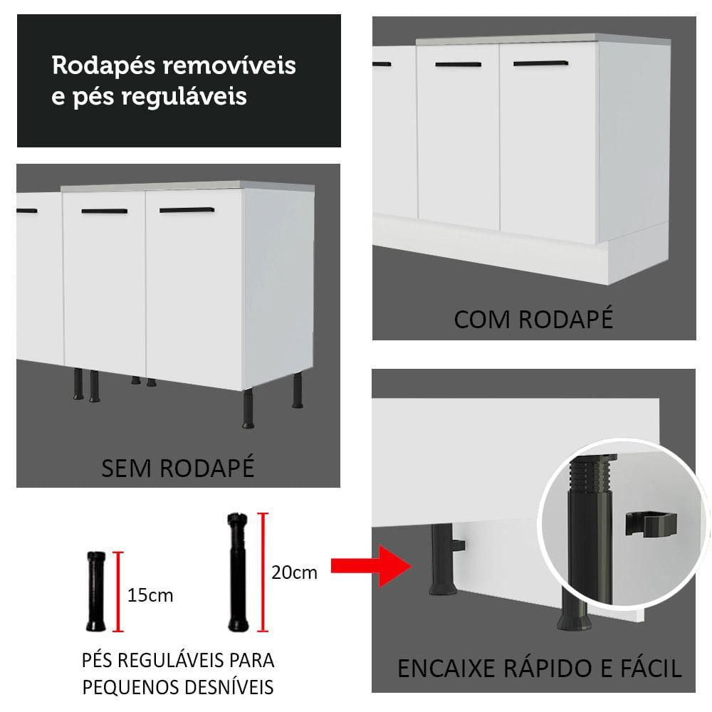 Kit com 2 Balcões e 2 Armários Aéreos Multiuso 200cm Agata Madesa Branco
