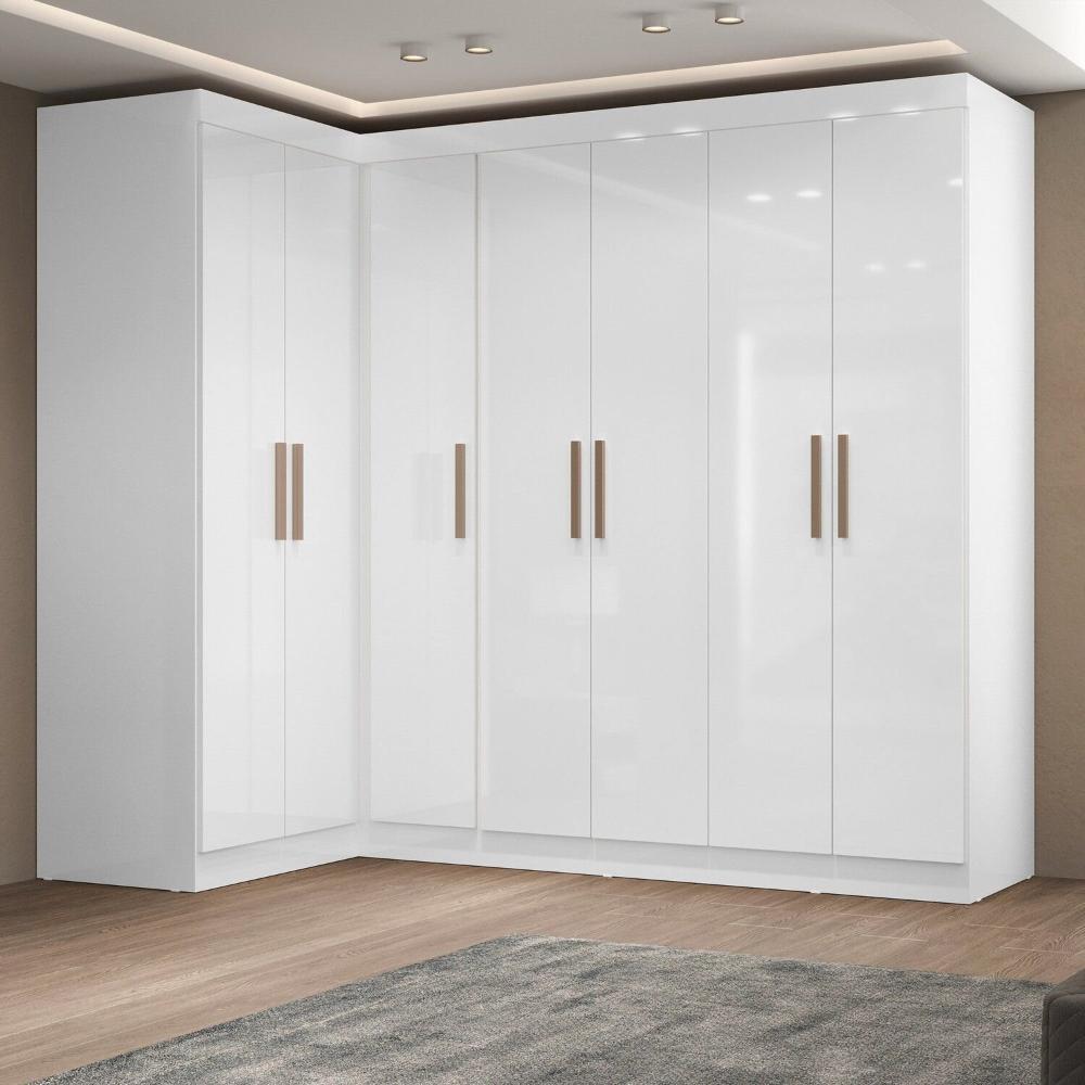 Miniatura Guarda-roupa de Canto Modulado 7 Portas Paris Branco