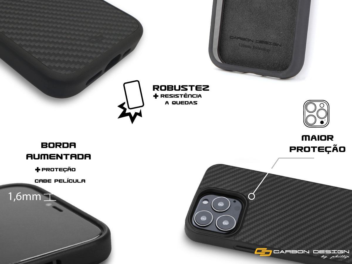 Miniatura Para Iphone 13 Capa Case Capinha Fibra Carbono Real Premium