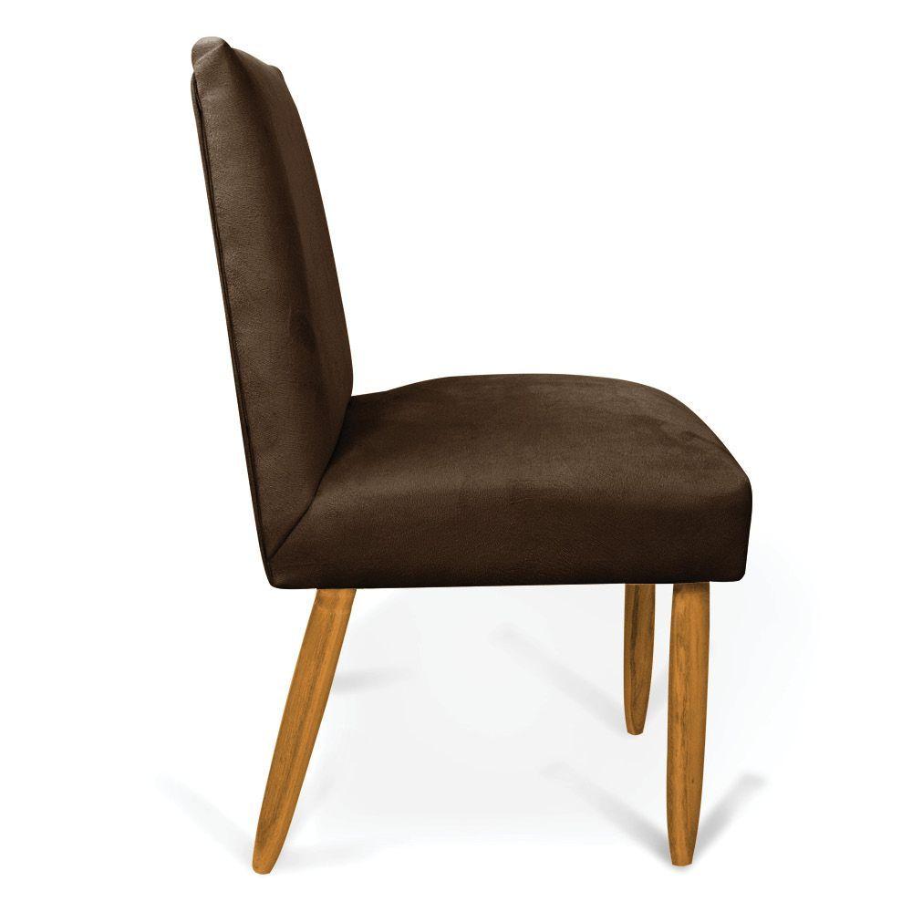 Kit 2 Cadeiras De Jantar Carol Suede Marrom Pés Palito Castanho - D'rossi