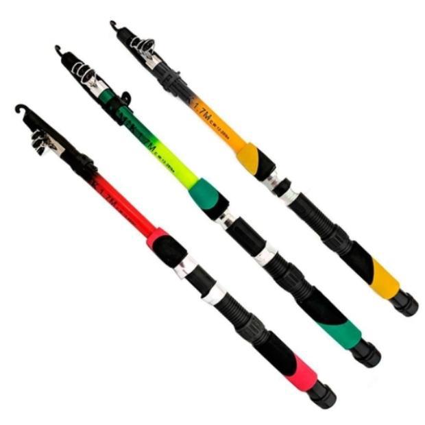Miniatura Kit de Pesca com Vara Telescópica e Molinete - 84 Itens