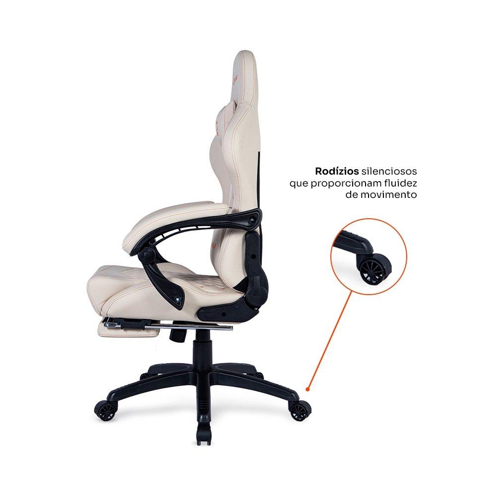 Miniatura Cadeira Gamer Husky Tempest 700, Até 145kg, Almofadas, Reclinável 150º, PU, Descanso para Pés, Branca - HCG700BR