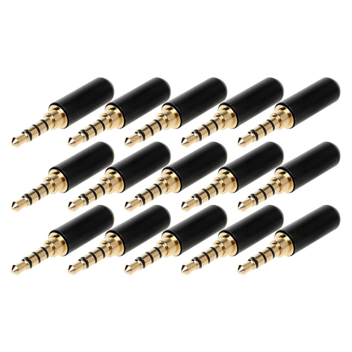 Miniatura Kit 15 Plug P3 Conector Metal Preto E Dourado Prof. Dreamer