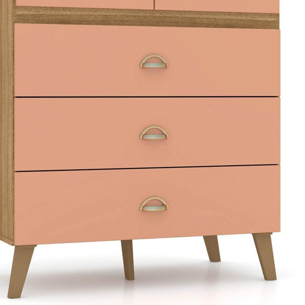 Miniatura Cômoda 5 Gavetas Estilo Retrô 91cm Ziza V02 Nature-camarim - Mpozenato