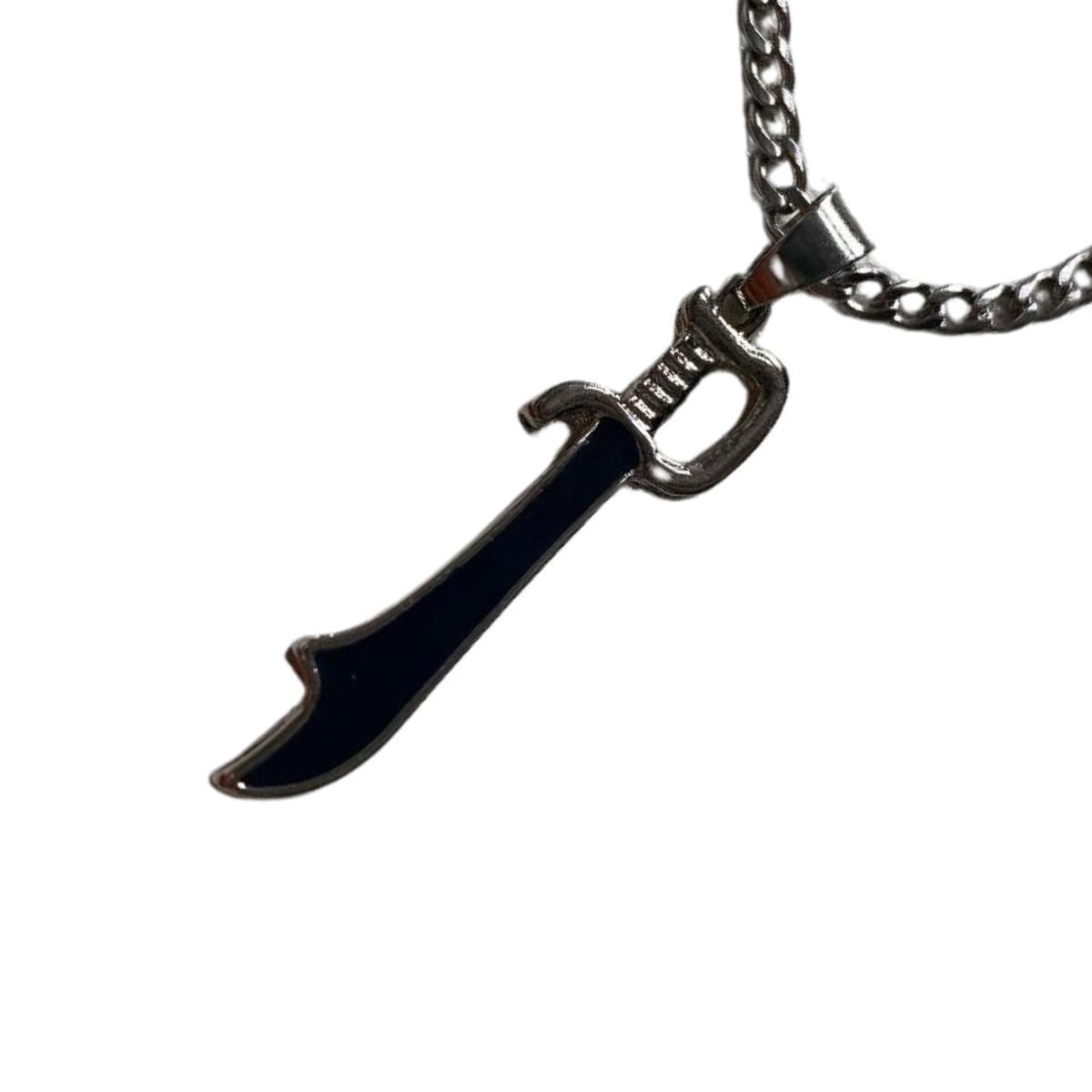 Miniatura Colar Corrente Pingente Espada De Ogum 3,5 Cm Niquelado