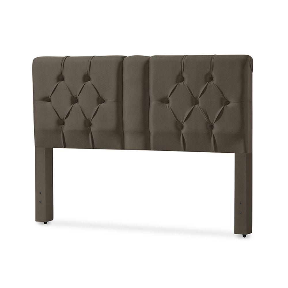 Miniatura Cabeceira Cama Box Emma Completa Regulável 140-160-195cm X 125cm Suede Marrom - Cor: Marrom