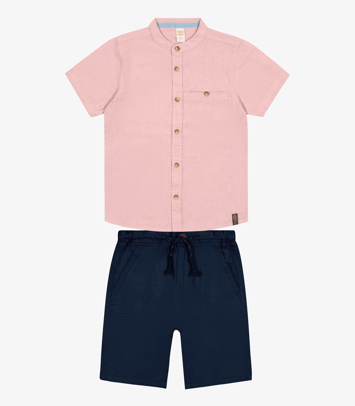Miniatura Conjunto Menino Camisa Com Bermuda Trick Nick Rosa 10