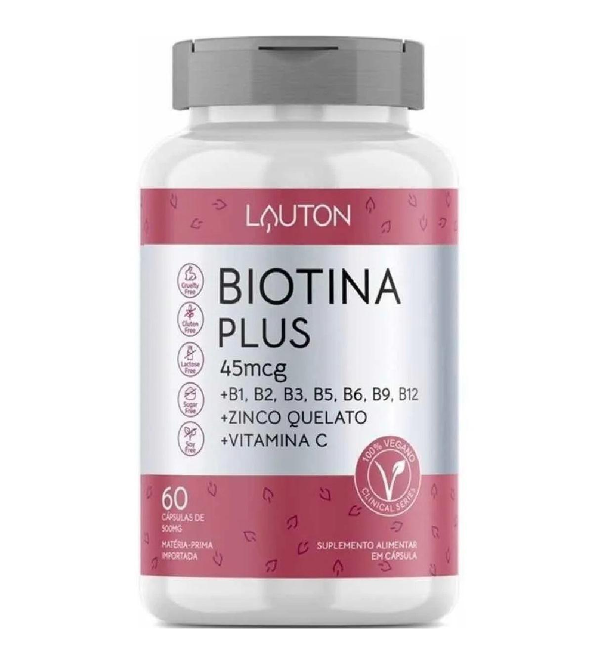 Miniatura Biotina + Zinco + Vit B1 B2 B3 B5 B6 B9 B12 C 60Caps Lauton