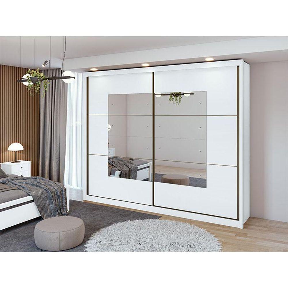 Miniatura Guarda Roupa Casal Toronto Plus Branco Brilho Com Espelho - Lopas