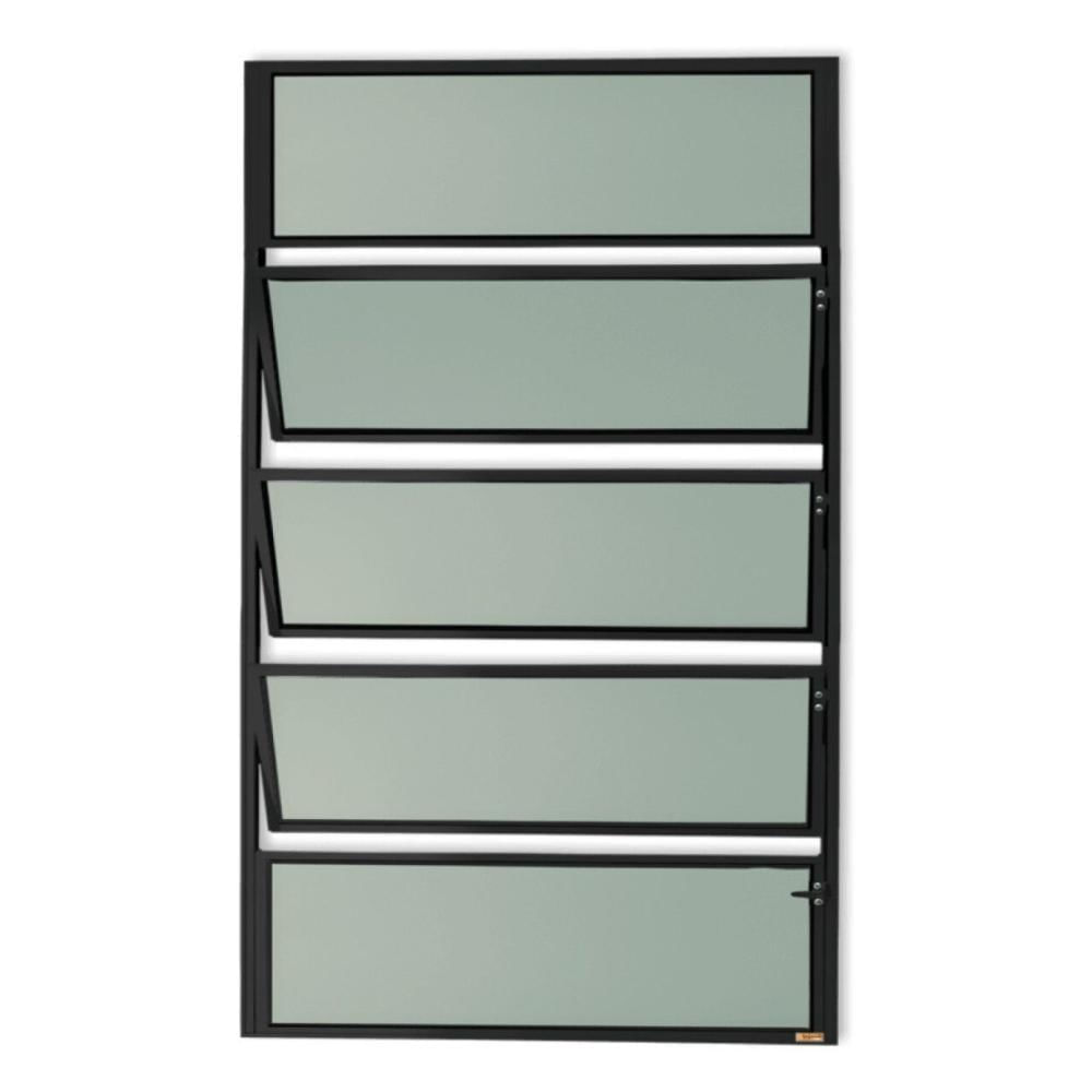 Miniatura Janela de Aluminio Basculante Master Vidro Boreal 100cm x 80cm Brimak Preto