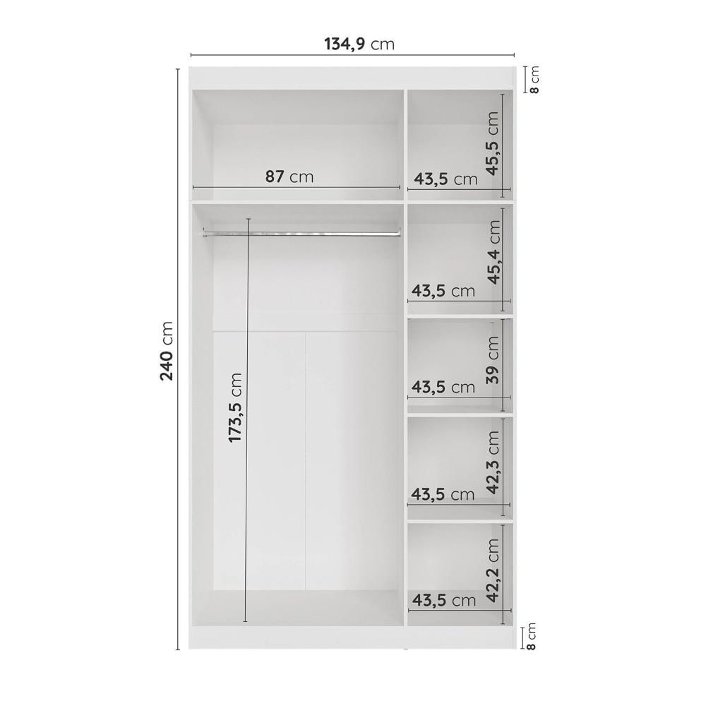 Guarda Roupa Modulado de Canto 6 Portas 3 Peças Hera Cabecasa Madeiramadeira Branco Geada/Louro/Preto