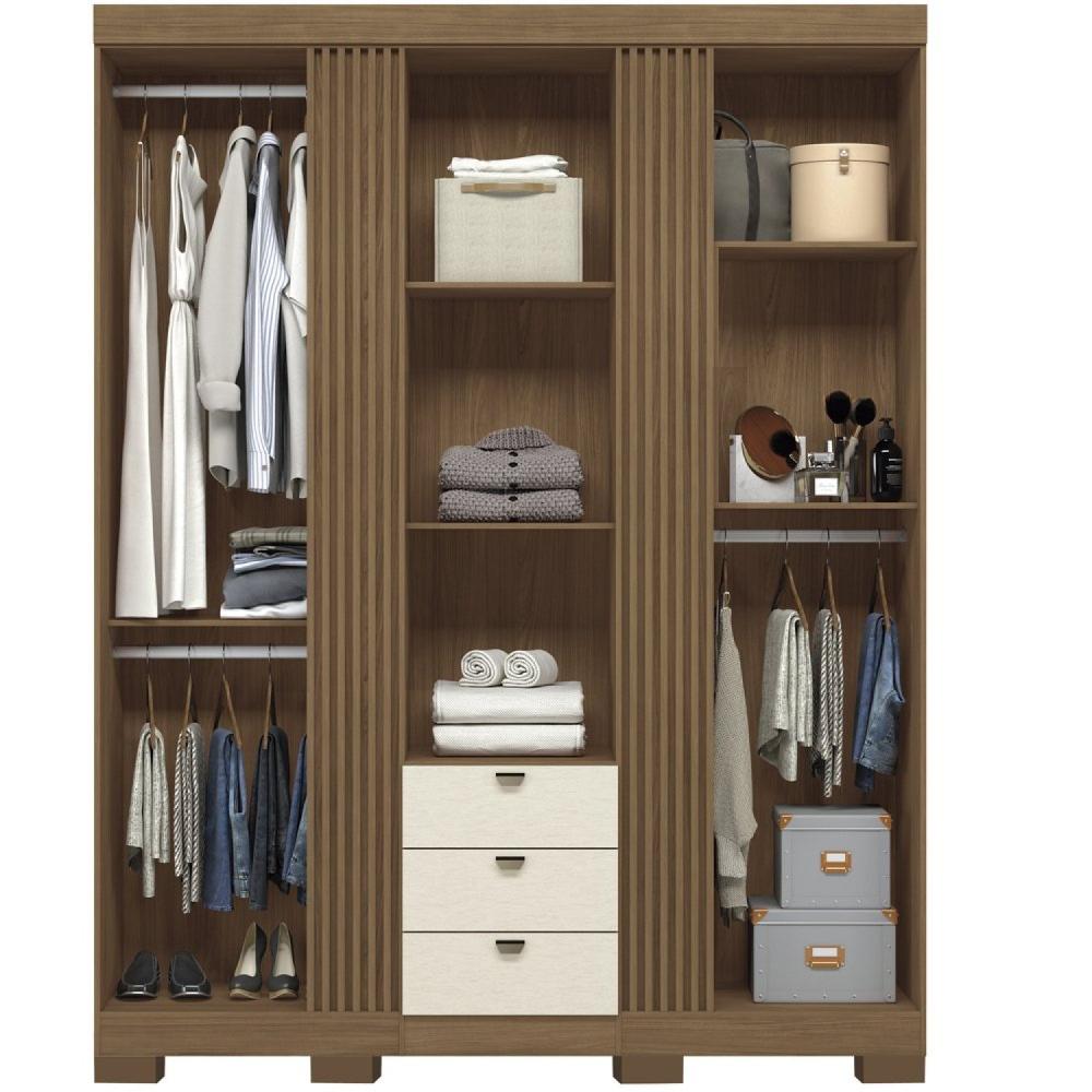 Miniatura Guarda-roupa Aurora 03 Portas com Pés Jatobá/Areia