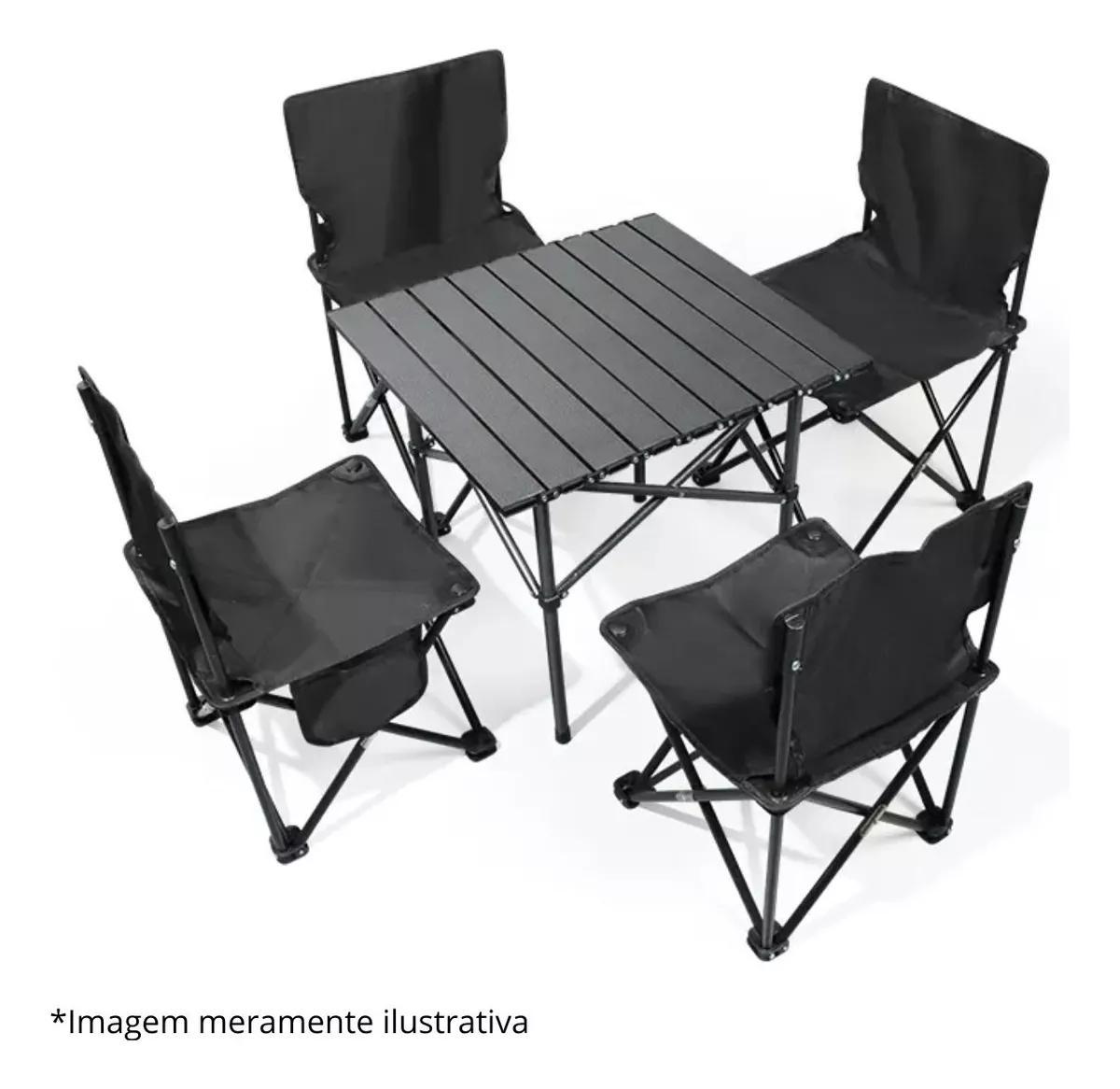 Miniatura Mesa Dobravel Portatil Camping Pratica E Resistente Preto