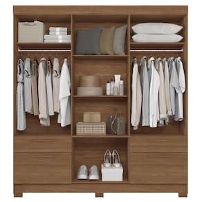 Miniatura Guarda-Roupa Casal Santos Andirá Curitiba com 8 Portas, 4 Gavetas e 5 Prateleiras – 194,4cm de largura Jatoba