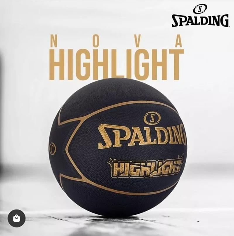 Miniatura Bola De Basquete Spalding Highlight Star Black Gold Oficial